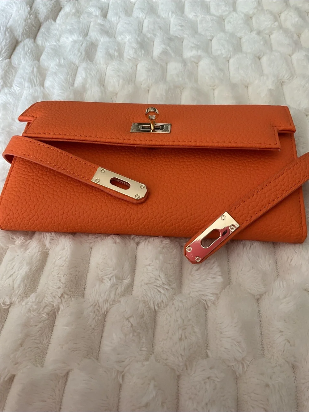 Orange 🍊 Wallet Clutch with Gold Hardware